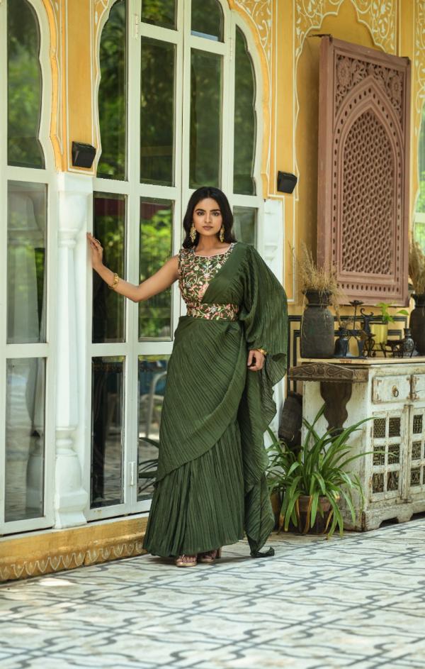 Zara 04 Beautiful Embroidery Ruffle Saree Collection